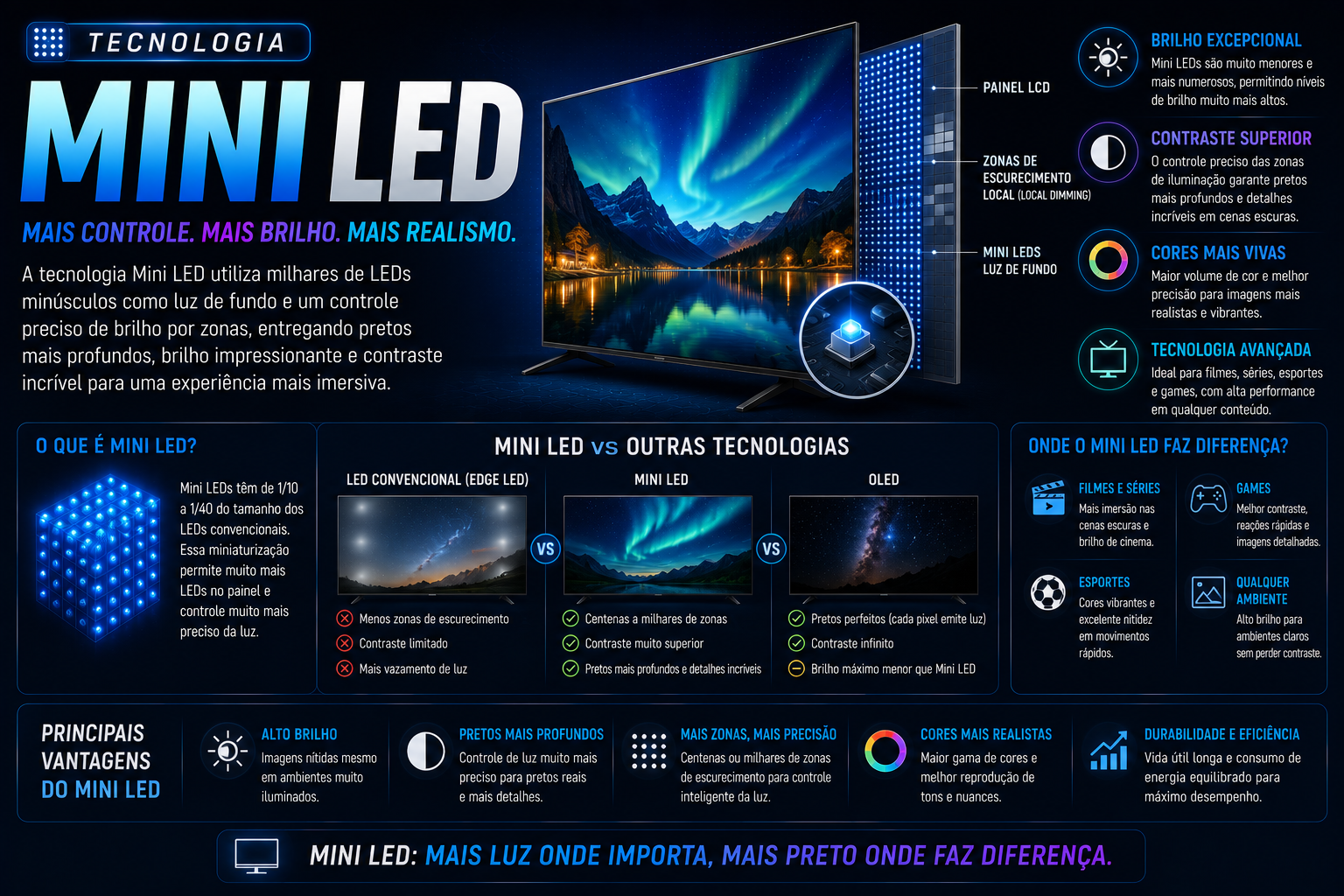 O que é Mini LED? Entenda como essa tecnologia melhora as TVs LCD