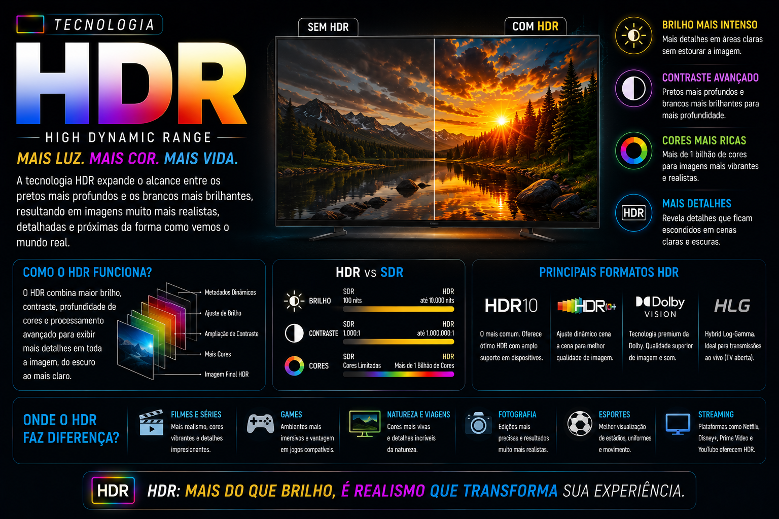 O que é HDR? Entenda como essa tecnologia melhora brilho, contraste e cores