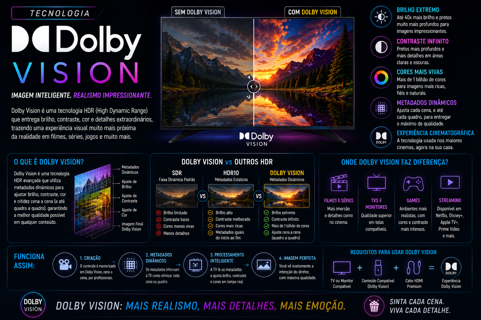 O que é Dolby Vision? Entenda como funciona o HDR com metadados dinâmicos