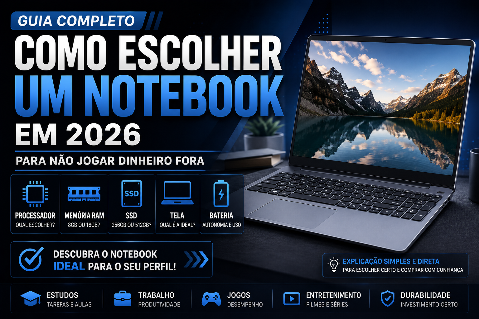 Como Escolher um Notebook em 2026: Guia Completo Para Não Jogar Dinheiro Fora