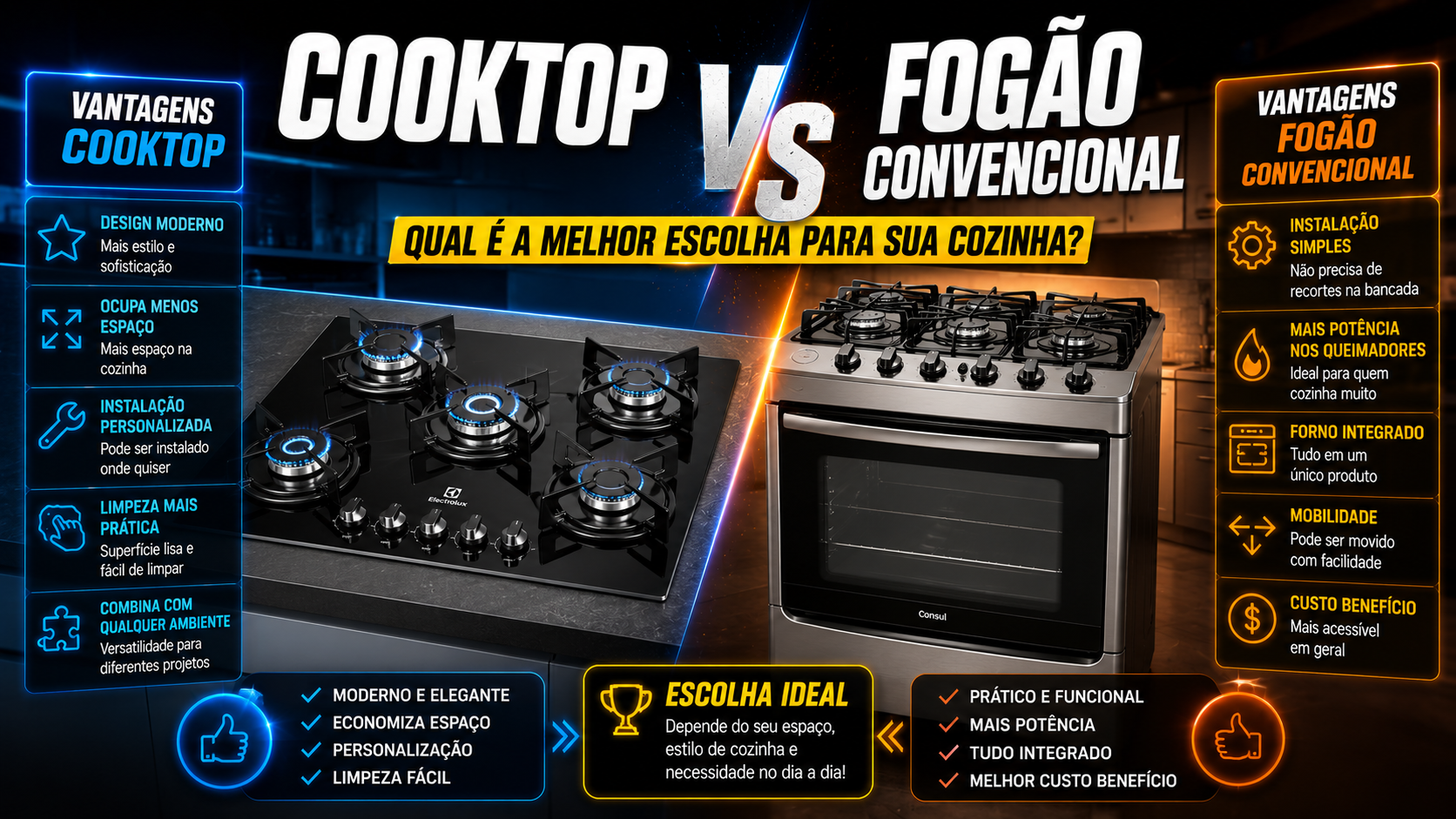 Cooktop vs Fogão Convencional (Qual a Melhor Opção para Sua Cozinha?)