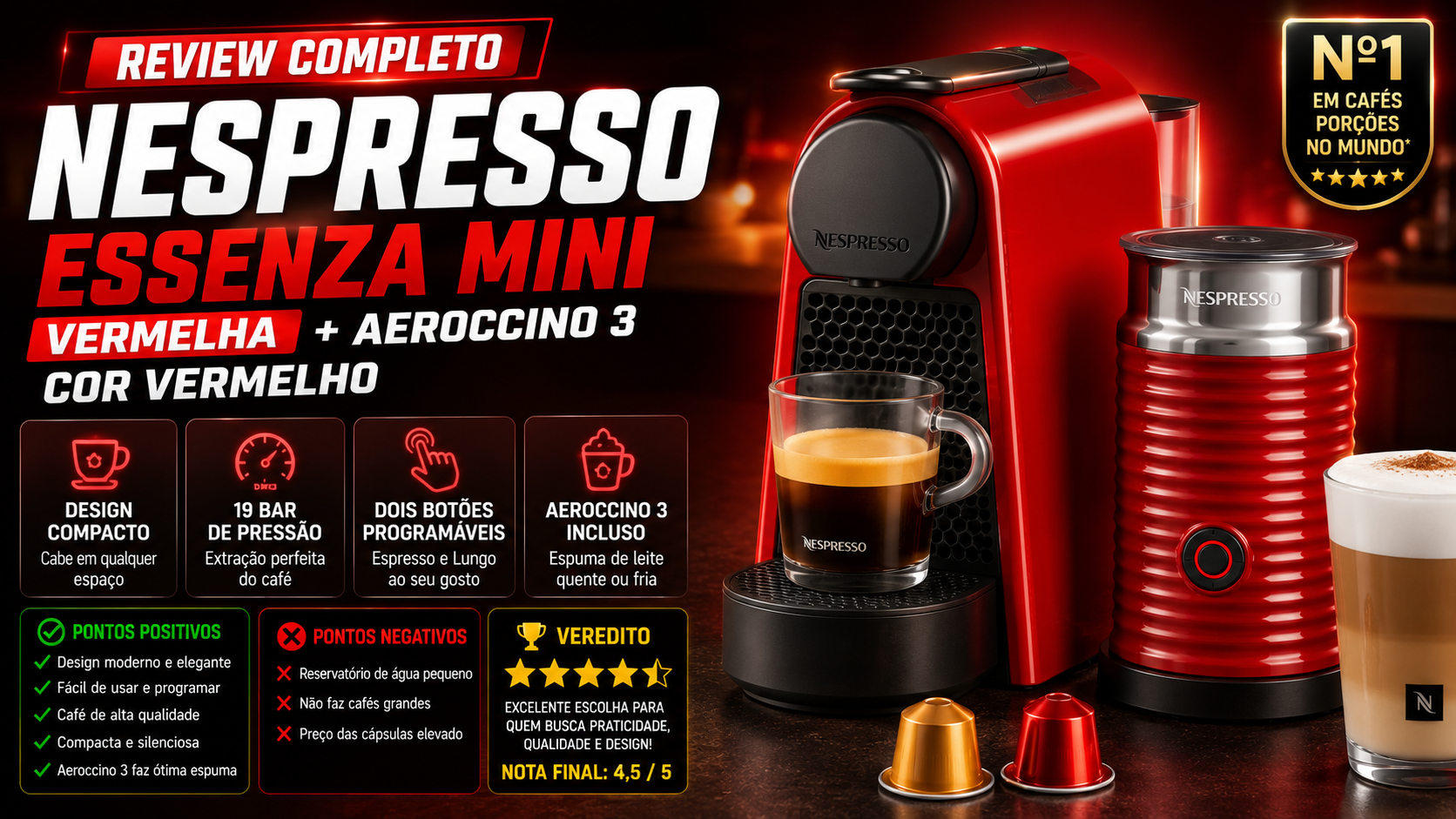 Review Técnico: Combo Nespresso Essenza Mini + Aeroccino 3 Vermelho