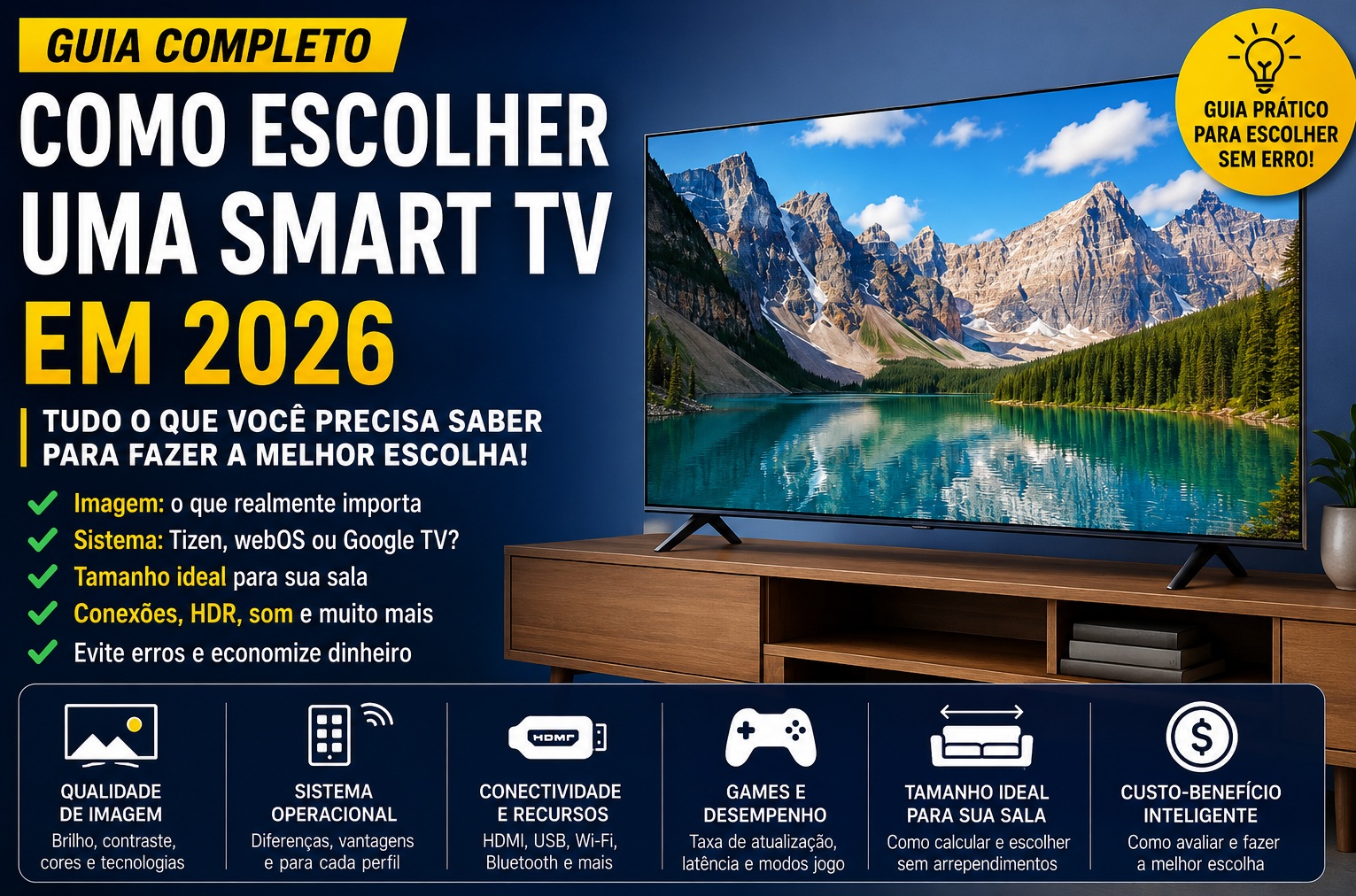 Como Escolher uma Smart TV 50 Polegadas em 2026: Guia Completo para Não Errar na Compra